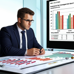 **Risk Management Expert:** A confident Financial Risk Management (FRM) professional in a modern bank setting, advising on financial risks with data charts visible. The scene should convey expertise and trustworthiness.
